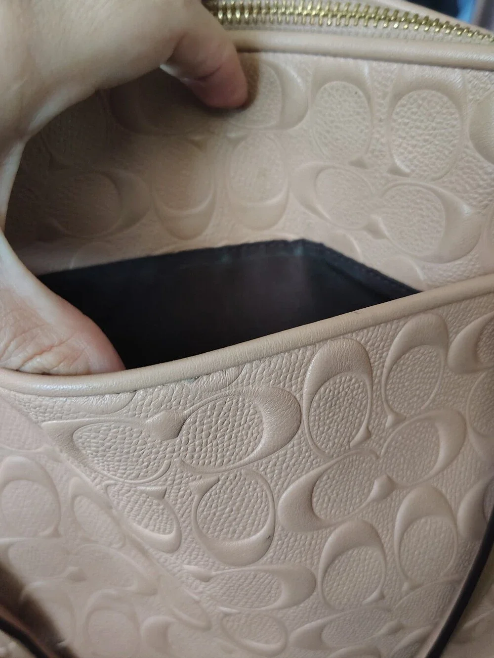 Coach Embossed Signature Ava Tote Bag In Nude